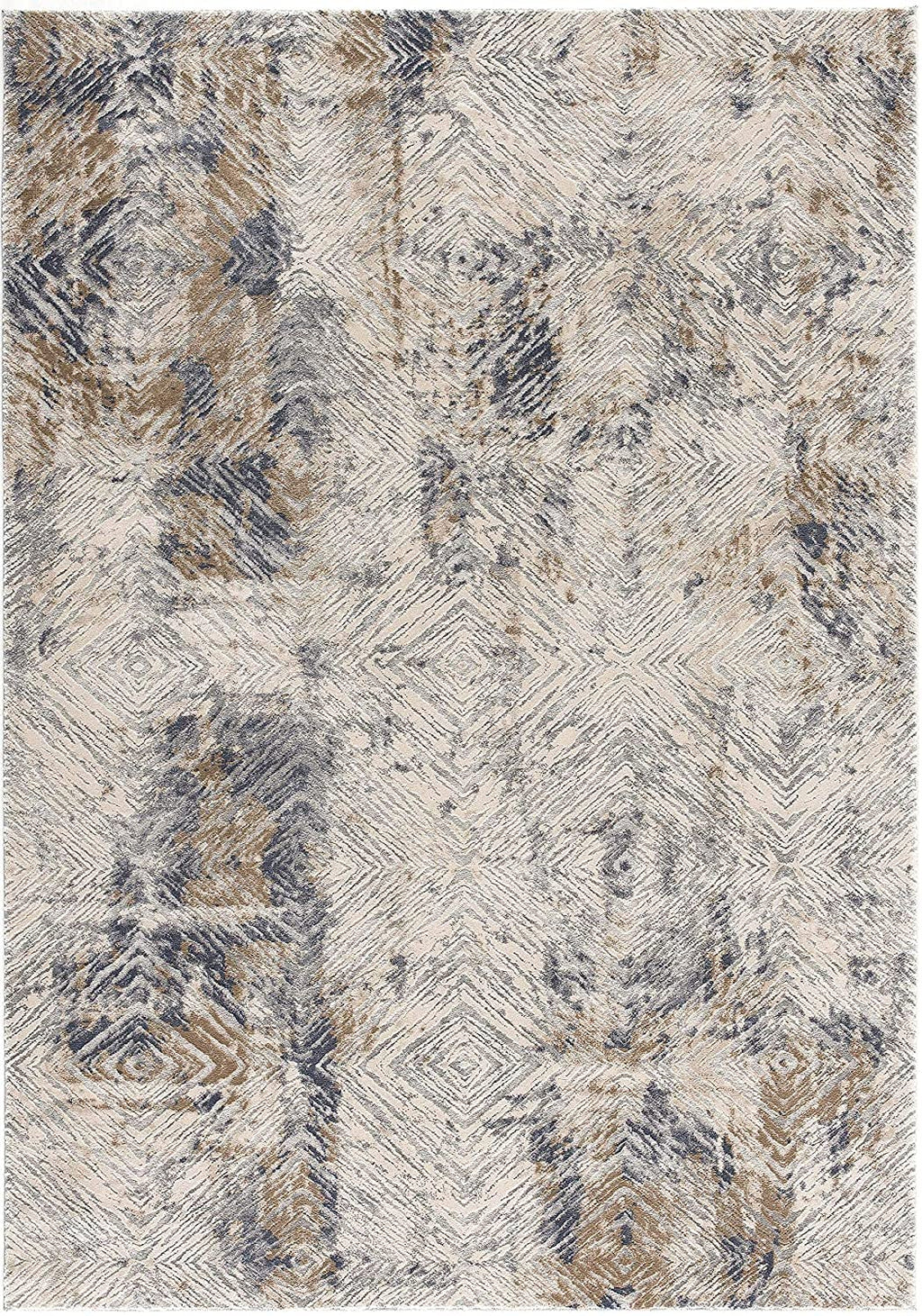 HomeRoots 100% High Grade Polypropylene 4â€ x 6â€ Ivory and Beige Abstract Diamonds Area Rug