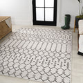 JONATHAN Y SMB108I-6 Ourika Moroccan Geometric Textured Weave Cream/Black 6 ft. x 9 ft. Indoor/Outdoor Area Rug, Pet Friendly, N