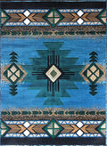 YHSF South West Native American Area Rug C318 (Blue-Green, 3 Feet x 4 Feet 7 Inches)
