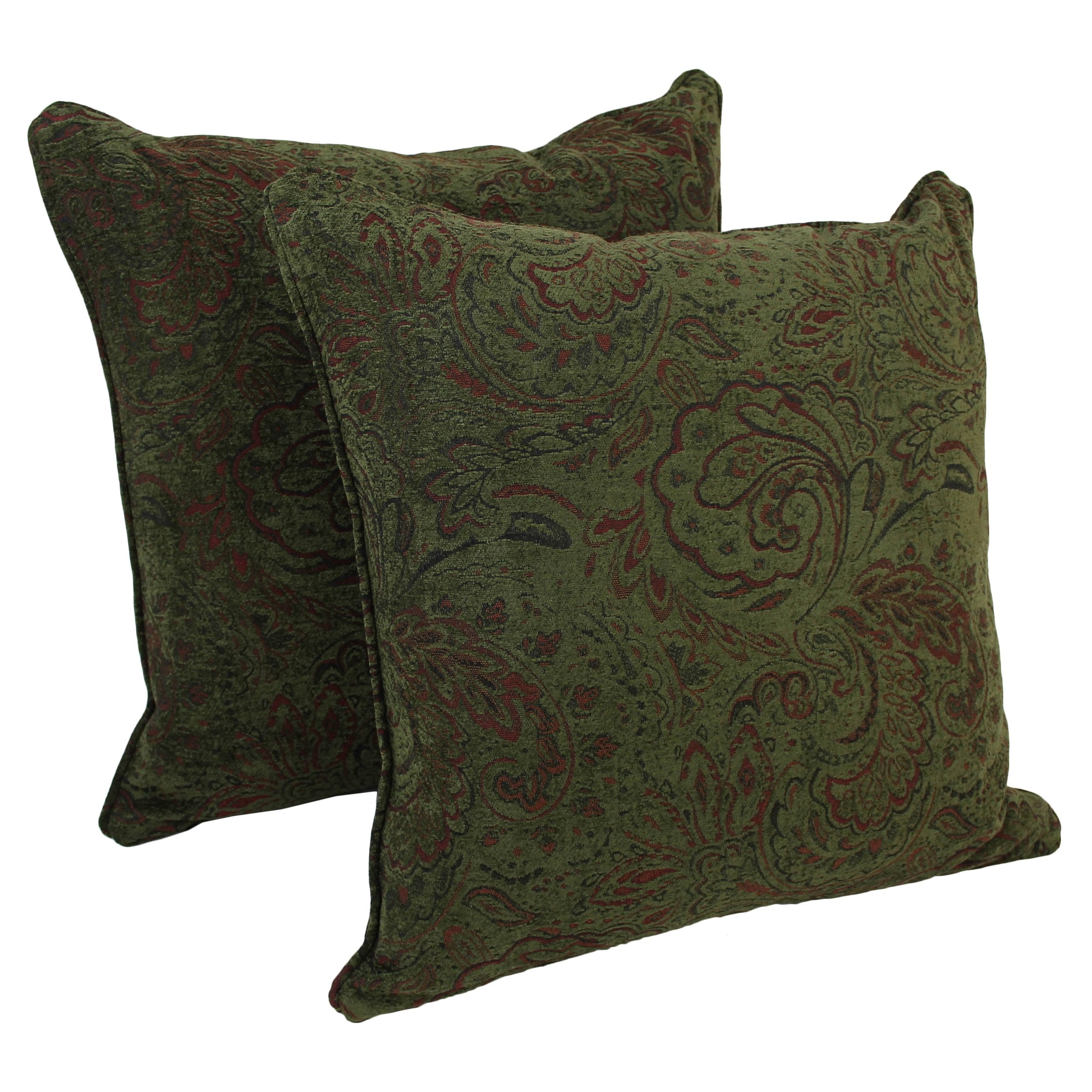 Blazing Needles Corded Jacquard Chenille Floor Pillows (Set of 2), 25&quot;, Floral Tan