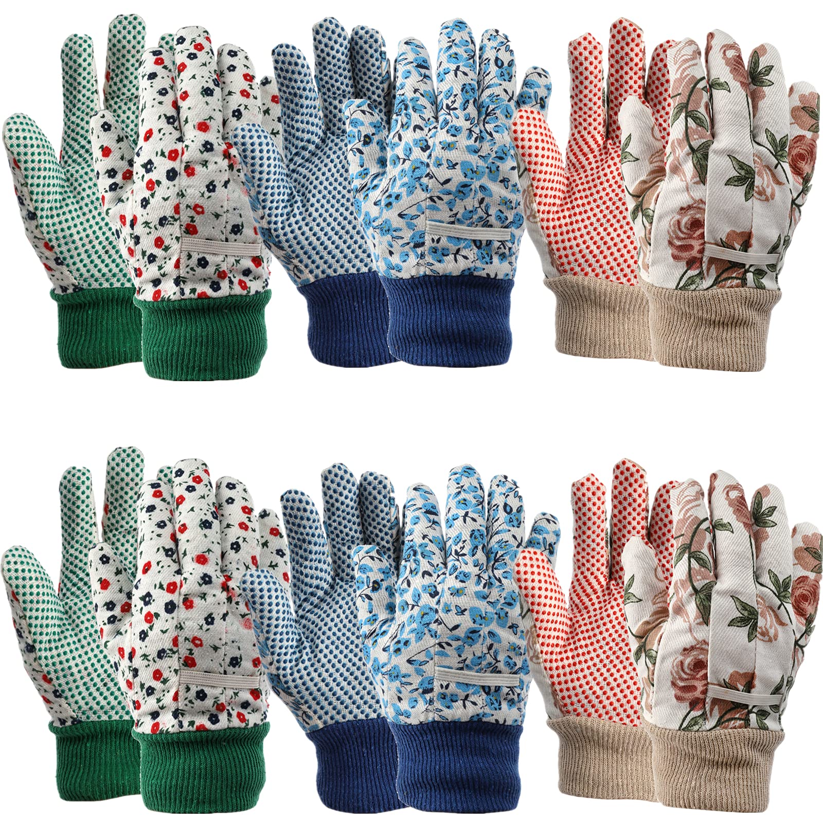 Yopay 6 Pairs Gardening Gloves For Women, Soft Jersey Garden Gloves, Rubbuer Dots Cotton Working Gloves For Men, Planting, Seedi