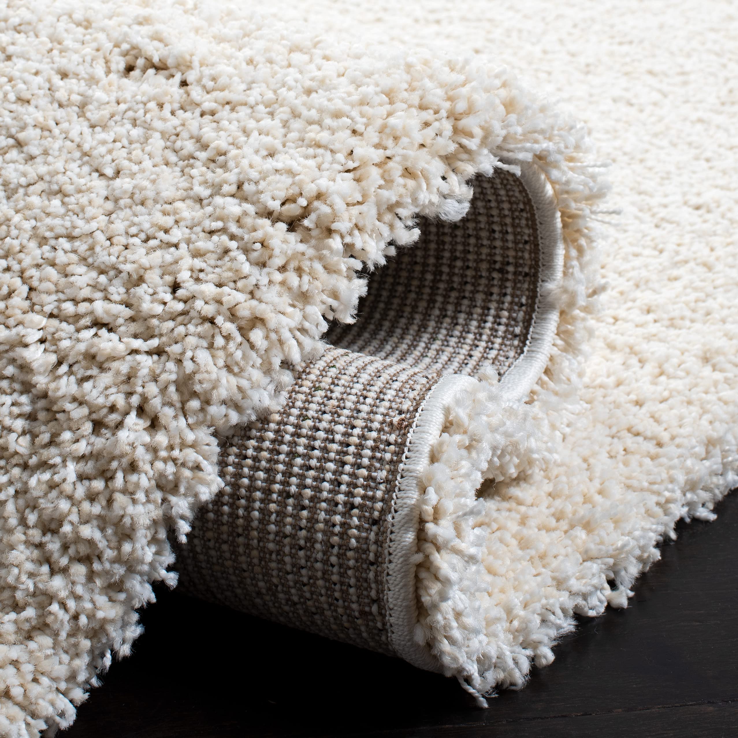 Safavieh Milan Shag Collection Runner Rug - 2' X 12', Ivory, Solid Design, Non-Shedding & Easy Care, 2-Inch Thick Ideal For High