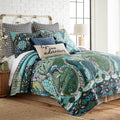 Levtex Home - Jules Quilt Set - King Quilt + Two King Pillow Shams - Bohemian - Navy, Green, Blue, Teal - Quilt Size (106X92In.)