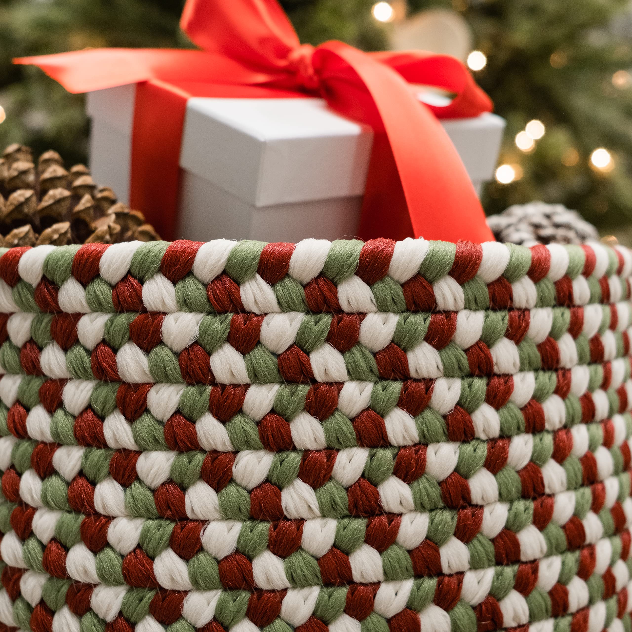 Colonial Mills Holiday Multi Decorative Braided Basket, 14&Quot;X14&Quot;X10&Quot;