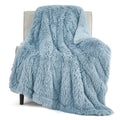 Bedsure Soft Fuzzy Faux Fur Blue Throw Blanket - Cozy, Fluffy, Plush Sherpa Fleece Blue Blanket, Furry, Shaggy Blanket For Couch