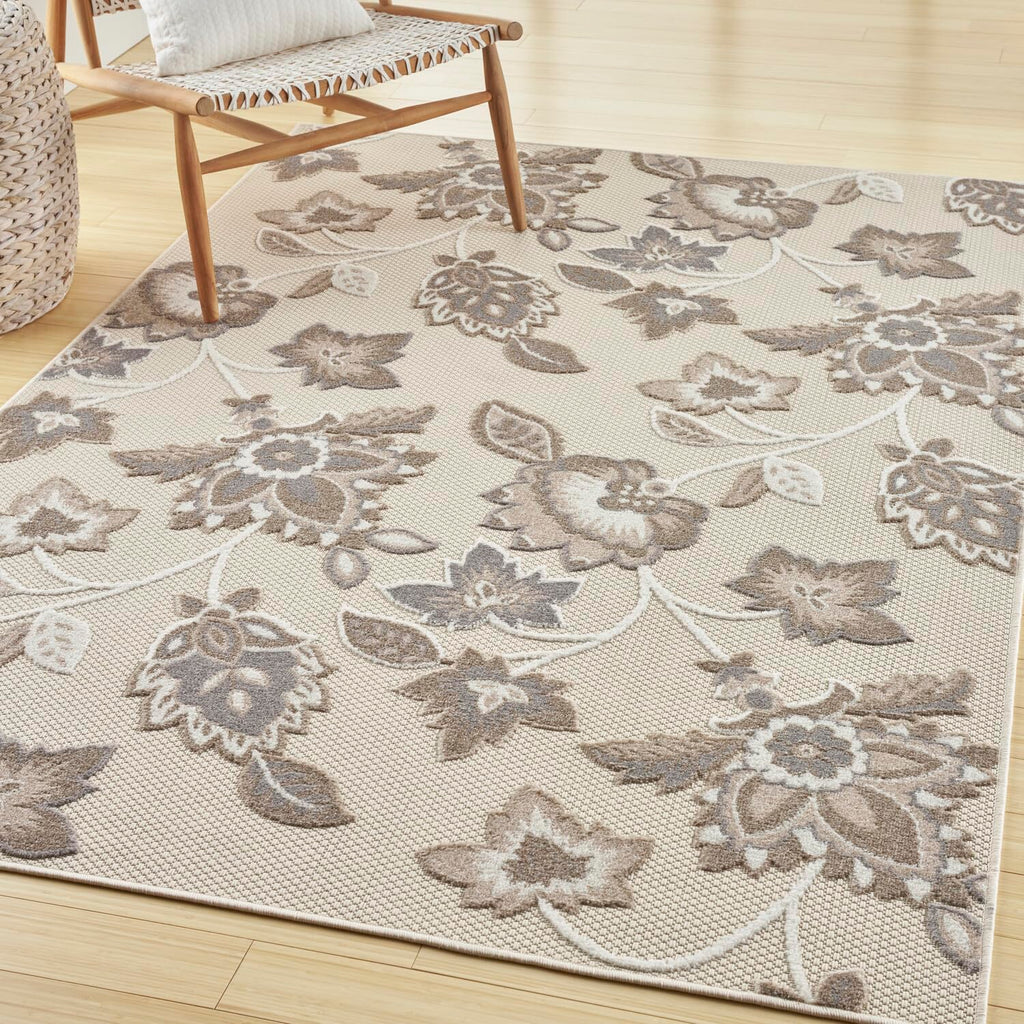 Nourison Aloha Indoor/Outdoor Beige 3'6' X 5'6' Area Rug, Easy Cleaning, Non Shedding, Bed Room, Living Room, Dining Room, Kitchen (4X6)