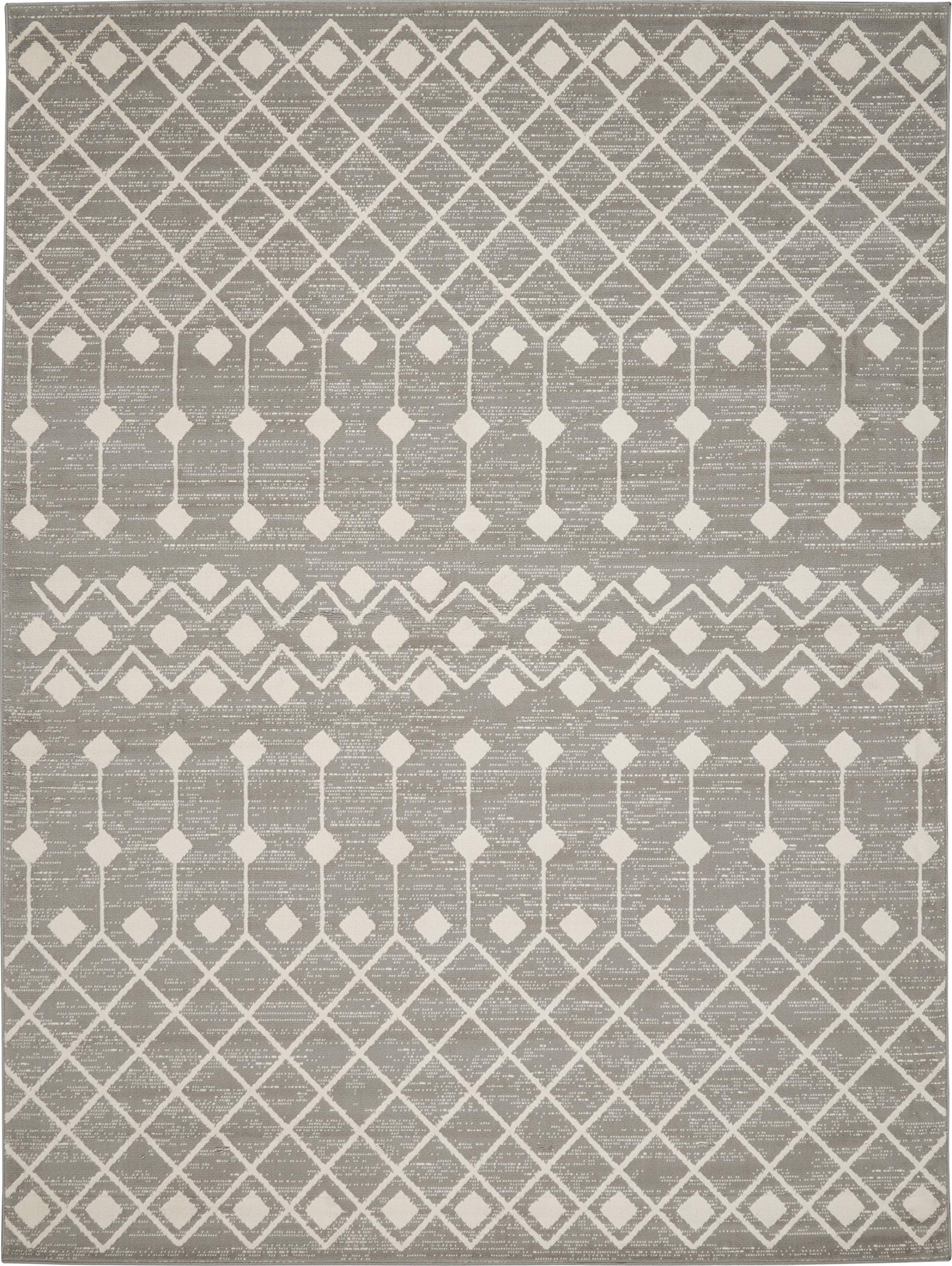 Nourison Grafix Moroccan Grey 7'10' X 9'10' Area Rug, Easy Cleaning, Non Shedding, Bed Room, Living Room, Dining Room, Kitchen