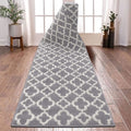 Moroccan Trellis Runner Rug for Hallway 2x10 Extended Farmhouse Entrance Mat with Non Slip Rubber Backing Machine Washable Thr