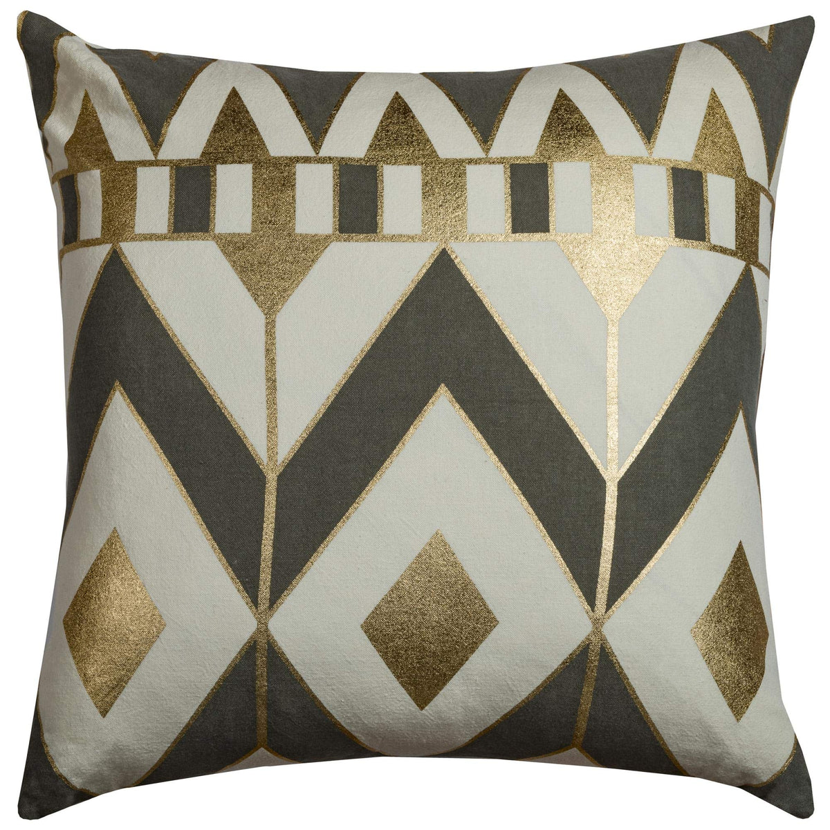 Rizzy Home | T10544 | Poly Fill Decorative Pillow | 20&quot;x20&quot; Gray/Neutral/Metallic Geometric