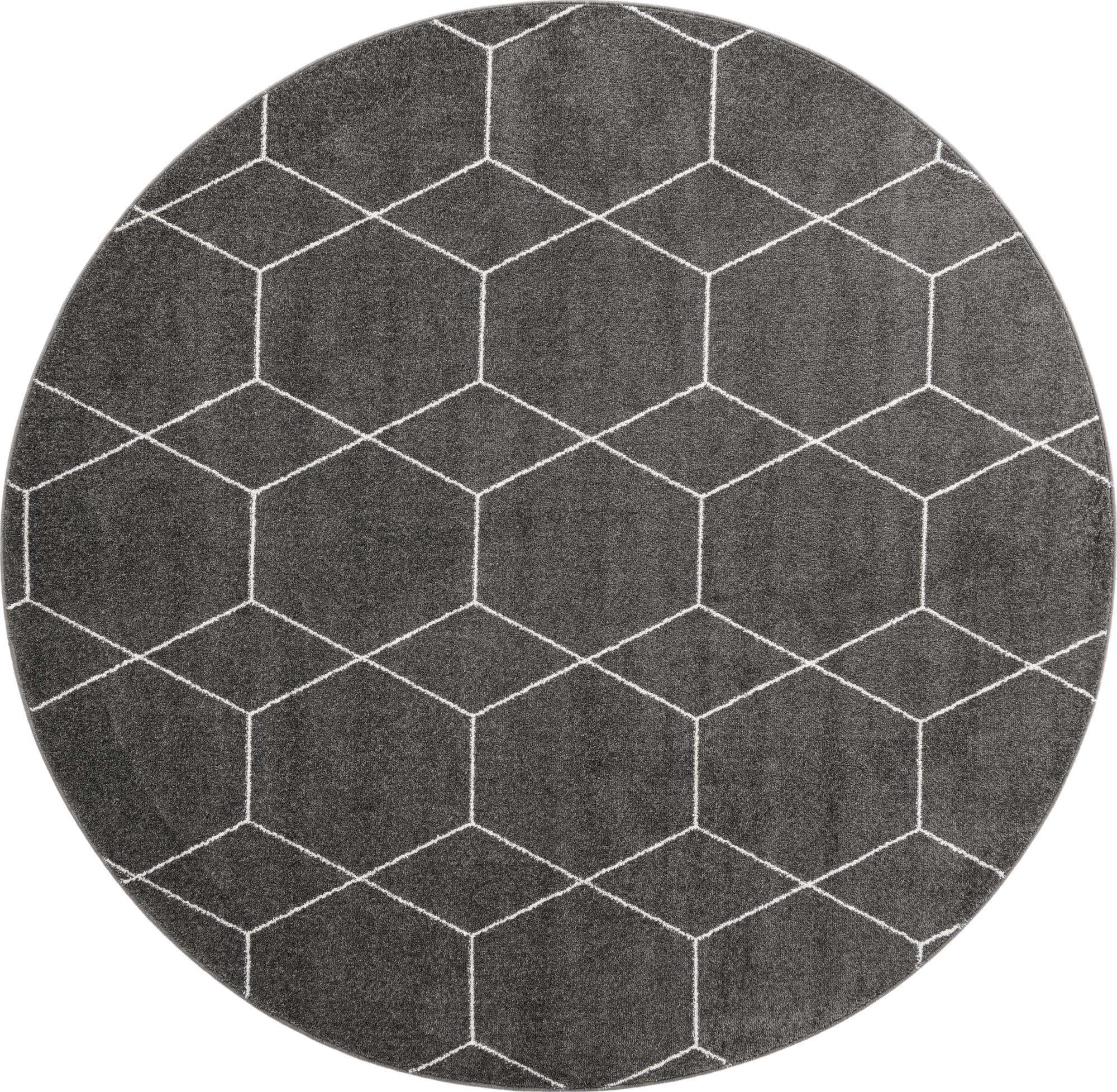 Unique Loom Trellis Frieze Collection Area Rug - Geometric (8 Round, Dark Gray/ Ivory)