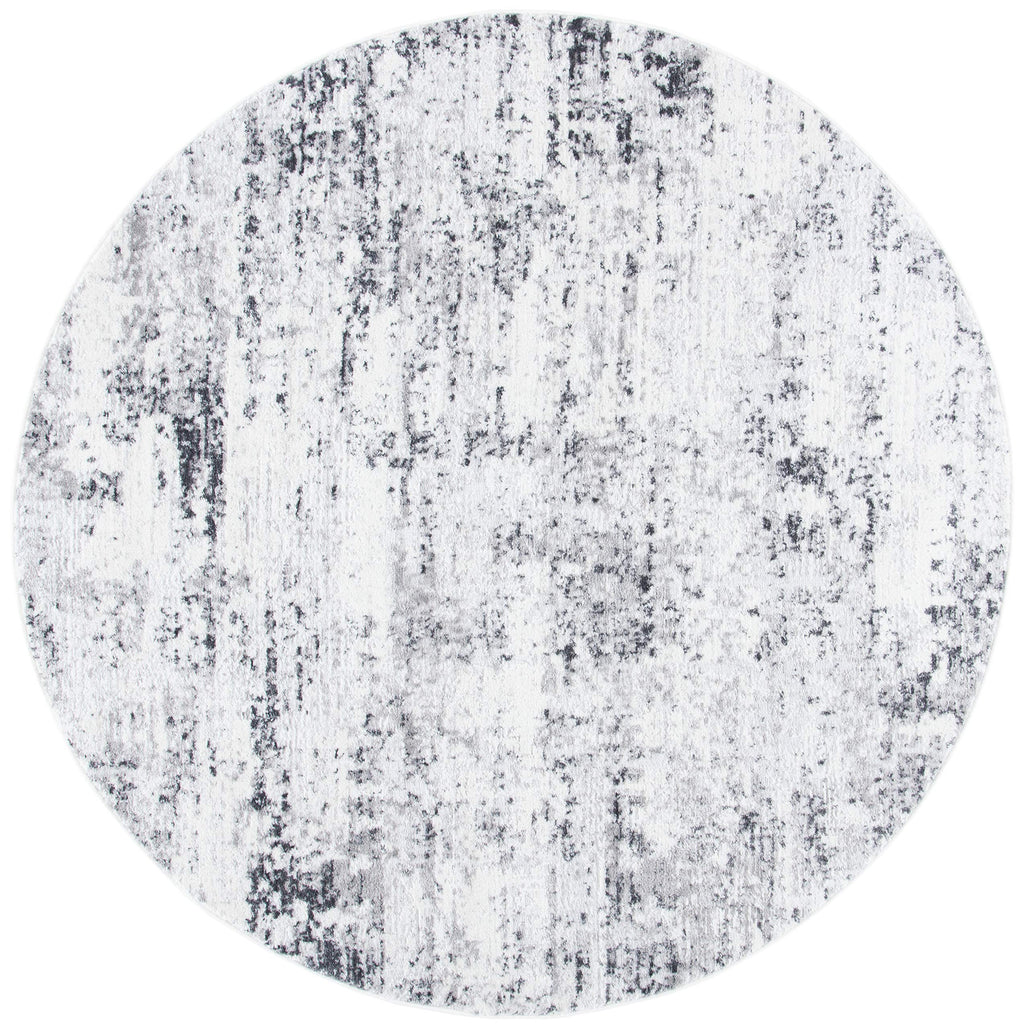 Safavieh Amelia Collection Area Rug - 3' Round, Ivory & Grey, Modern Abstract Design, Non-Shedding & Easy Care, Ideal For High T