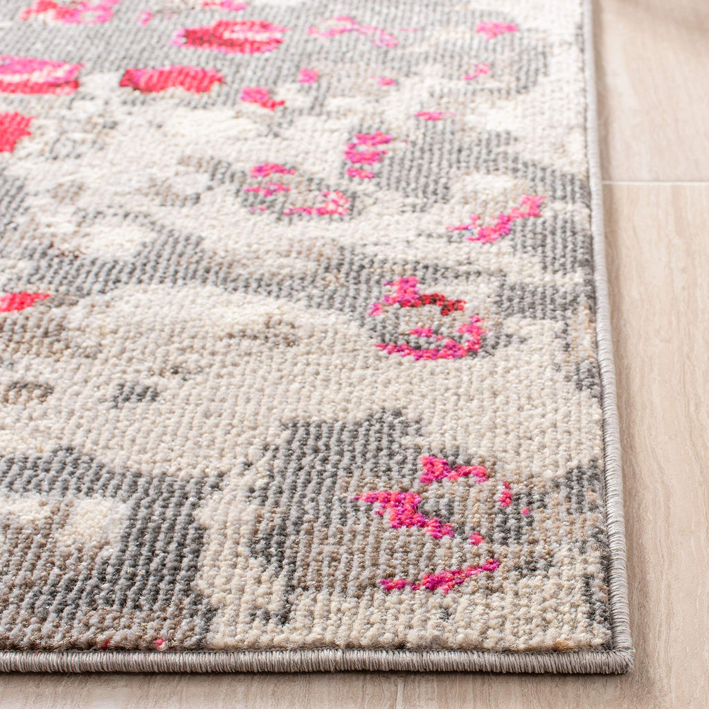 Safavieh Madison Collection Runner Rug - 2'2'' X 16', Grey & Red, Boho Abstract Distressed Design, Non-Shedding & Easy Care, Ide