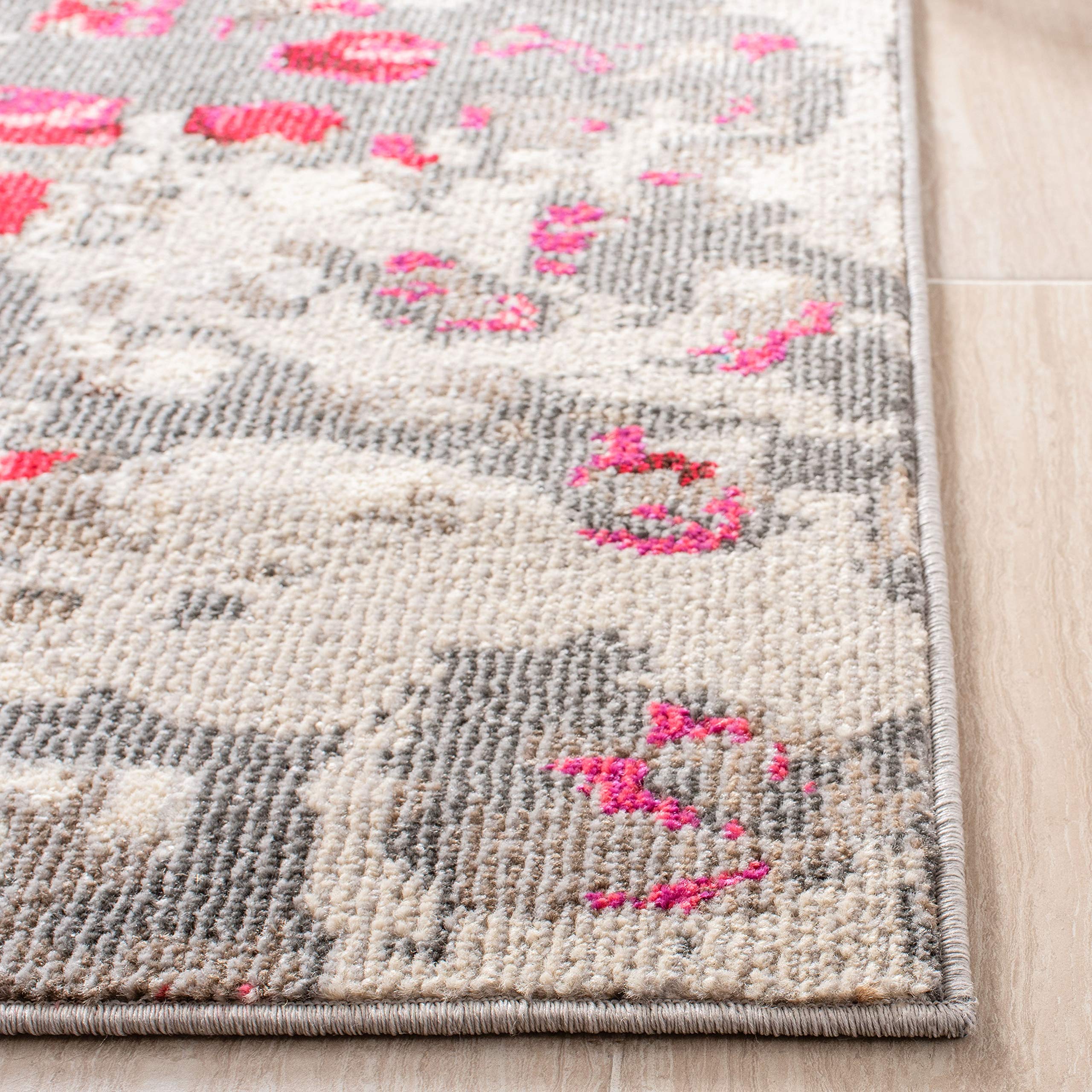 Safavieh Madison Collection Runner Rug - 2'2'' X 8', Grey & Red, Boho Abstract Distressed Design, Non-Shedding & Easy Care, Idea
