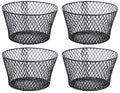 Small Metal Rectangular, Oval and Round Wire Baskets with Handles, Black and White, 4-ct Sets (Round Black Without Handles)