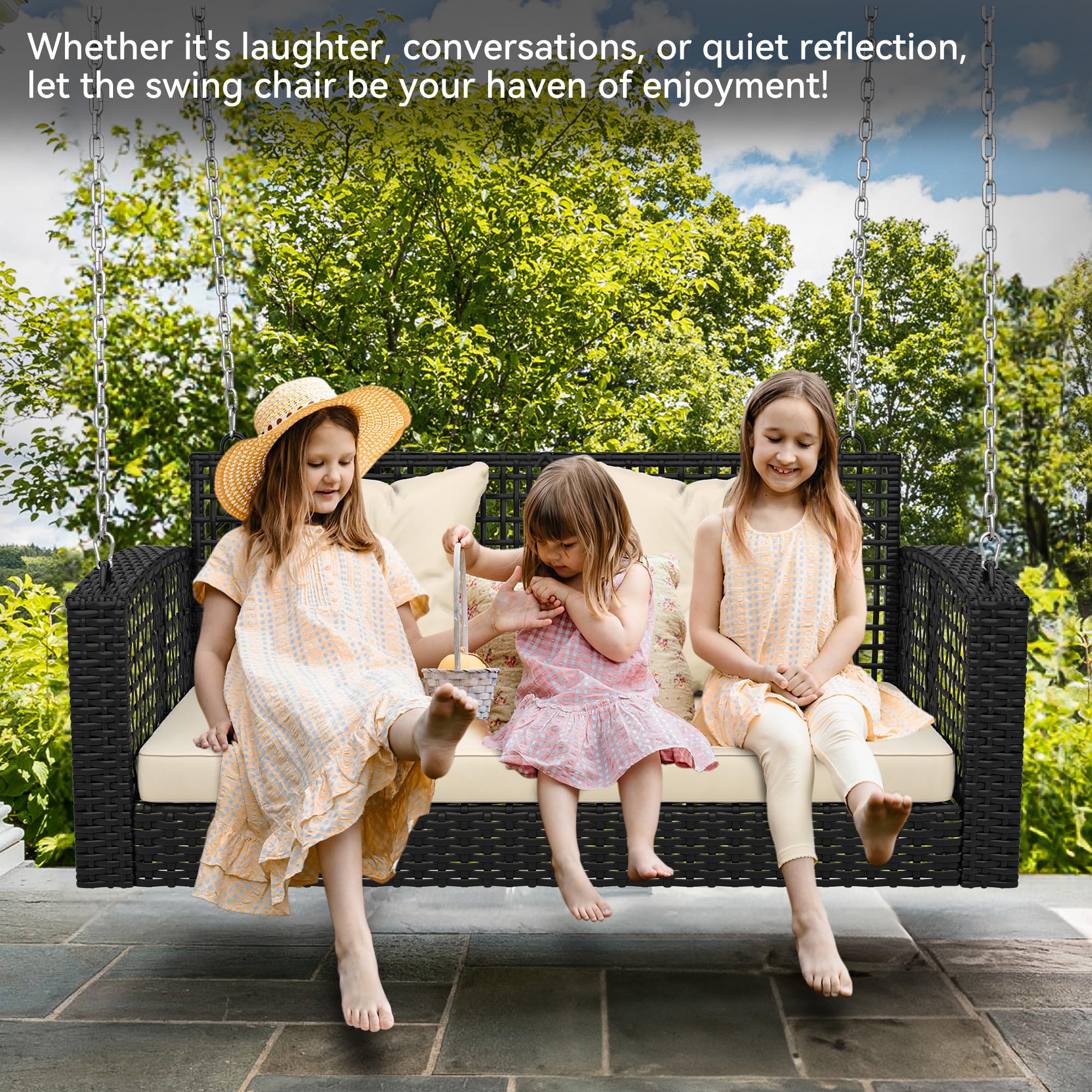 Yitahome 3-Seats Hanging Porch Swing Chair - Thumbnail 2