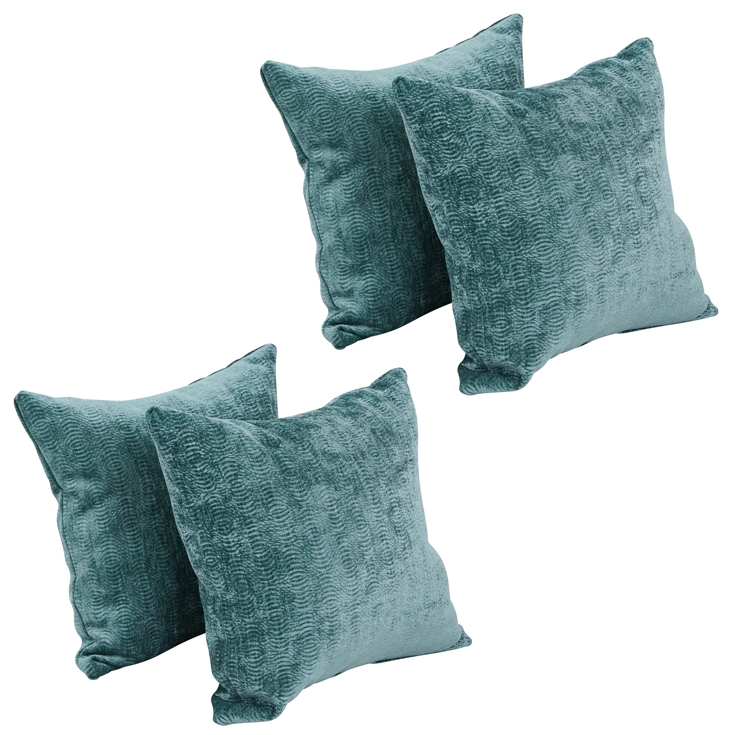 Blazing Needles Square Polyester Jacquard Throw Pillows, 17&quot;, Reverber Lagoon 4 Count