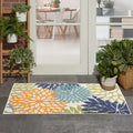 Nourison Aloha Indoor/Outdoor Multicolor 3' X 5' Area Rug, Tropical, Botanical, Easy Cleaning, Non Shedding, Bed Room, Living Ro
