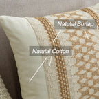 Mayler Yee Throw Pillow Covers 20 X 20 Inch 1Pc For Farmhouse Living Room, Cotton & Burlap Textured Striped Woven Boho Pillow Co