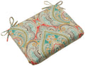 Pillow Perfect Outdoor | Indoor Pretty Witty Reef Rounded Corners Seat Cushion (Set Of 2), Blue 18.5 X 15.5 X 3