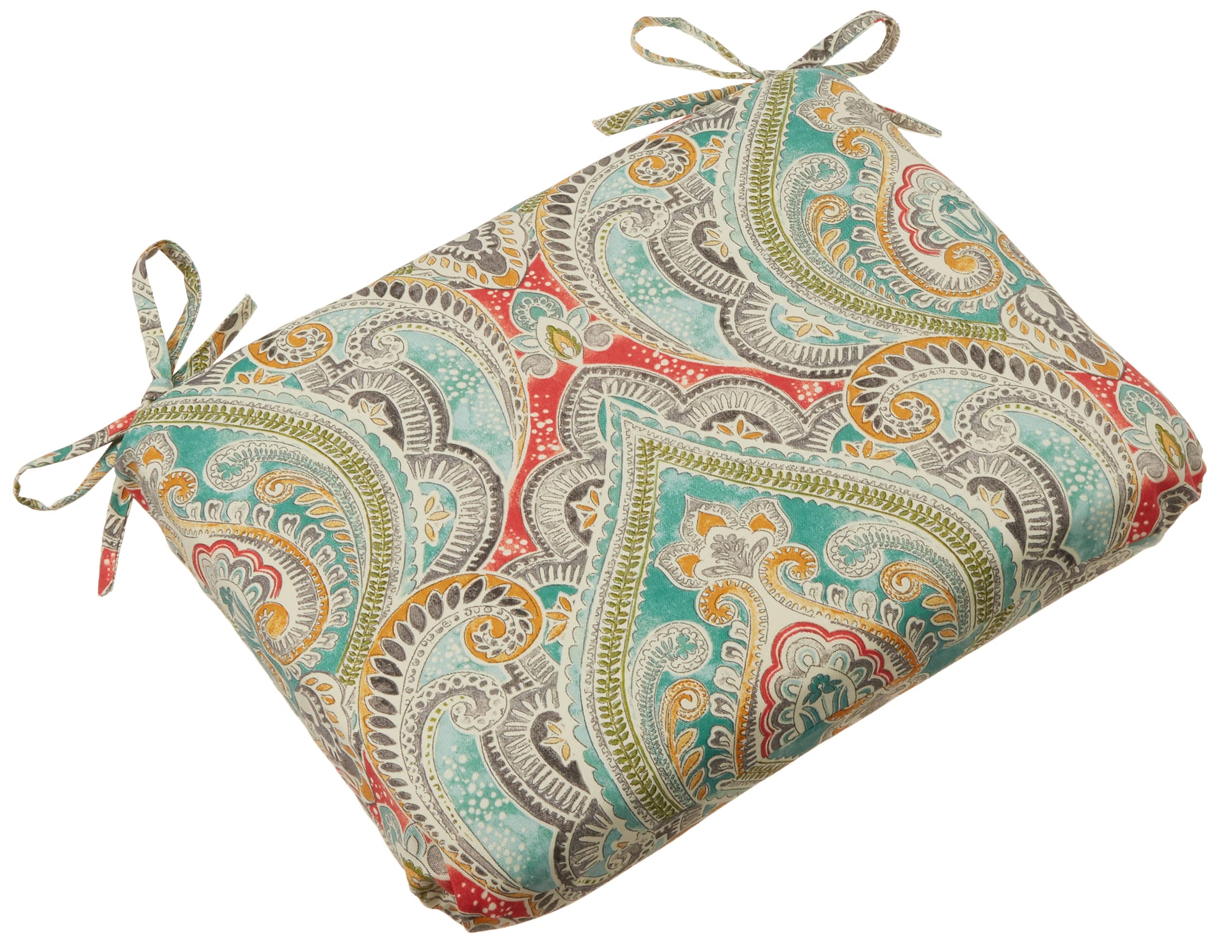 Pillow Perfect Outdoor | Indoor Pretty Witty Reef Rounded Corners Seat Cushion (Set Of 2), Blue 18.5 X 15.5 X 3