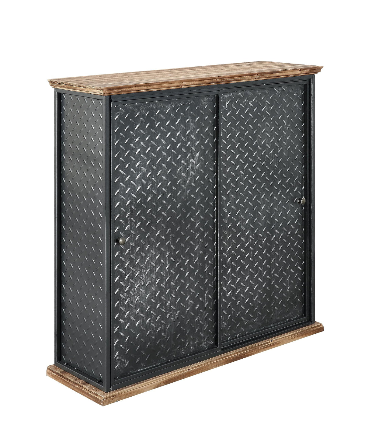 4D Concepts Barton Cabinet, Natural Weathered Wood/Black Metal