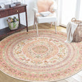 Castage Round Area Rugs 5ft Washable,Pink Rug for Living Room Bedroom Dining Room,Circle Boho Vintage Bohemian Distressed Farmho