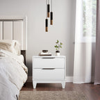 Boyd Sleep Bedroom Nightstand Bedside Table: Mackay Two Drawer Storage With Leg Base, White