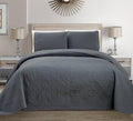 Mk Collection 3Pc King/California King Solid Embossed Bedspread Bed Cover Over Size Dark Grey New