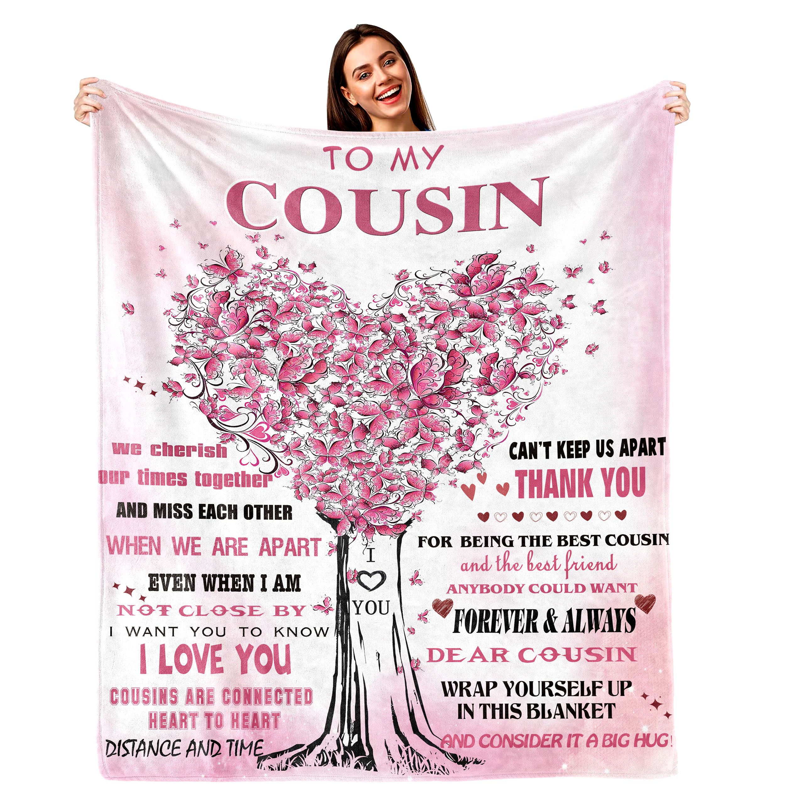 Zoiluku Cousin Gifts For Women,Gifts For Cousins Female,Cousin Blanket For Women 60'X50',Best Birthday Gifts For Cousin Female