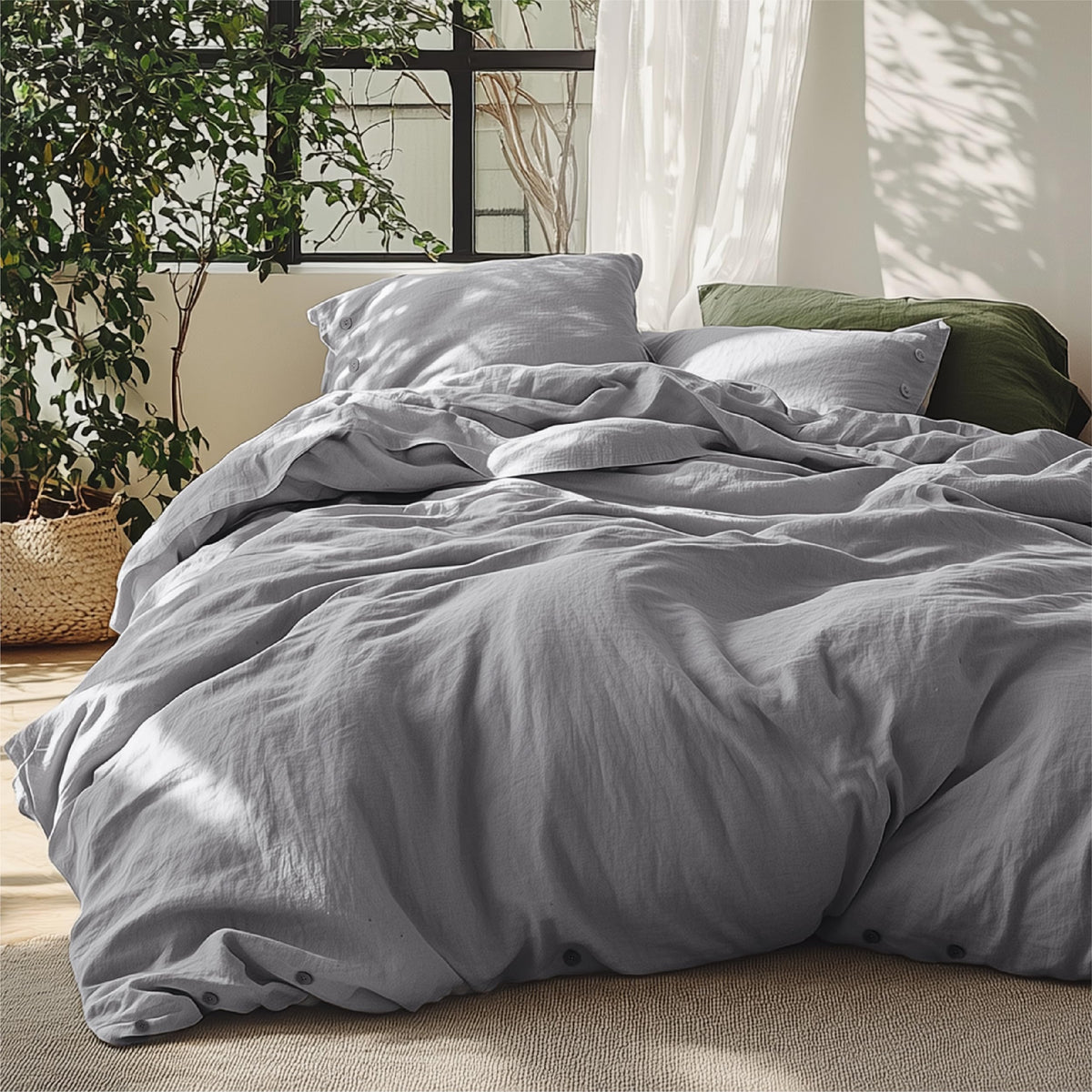 Bedsure Linen Duvet Cover King - Linen Cotton Blend Bedding Set, Soft & Cozy, 3 Pieces, 1 Duvet Cover 104X90 Inches And 2 Pillow