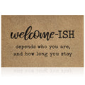 Large Welcome Mat For Front Door Outside Entryway Funny Welcome-Ish Doormat Non Slip Rubber Backing Rugs Brown Low Profile Mats