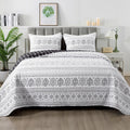 Andency Black White Quilt Set Queen (90X96 Inch), 3 Pieces(1 Striped Triangle Printed Quilt And 2 Pillowcases), Bohemian Summer