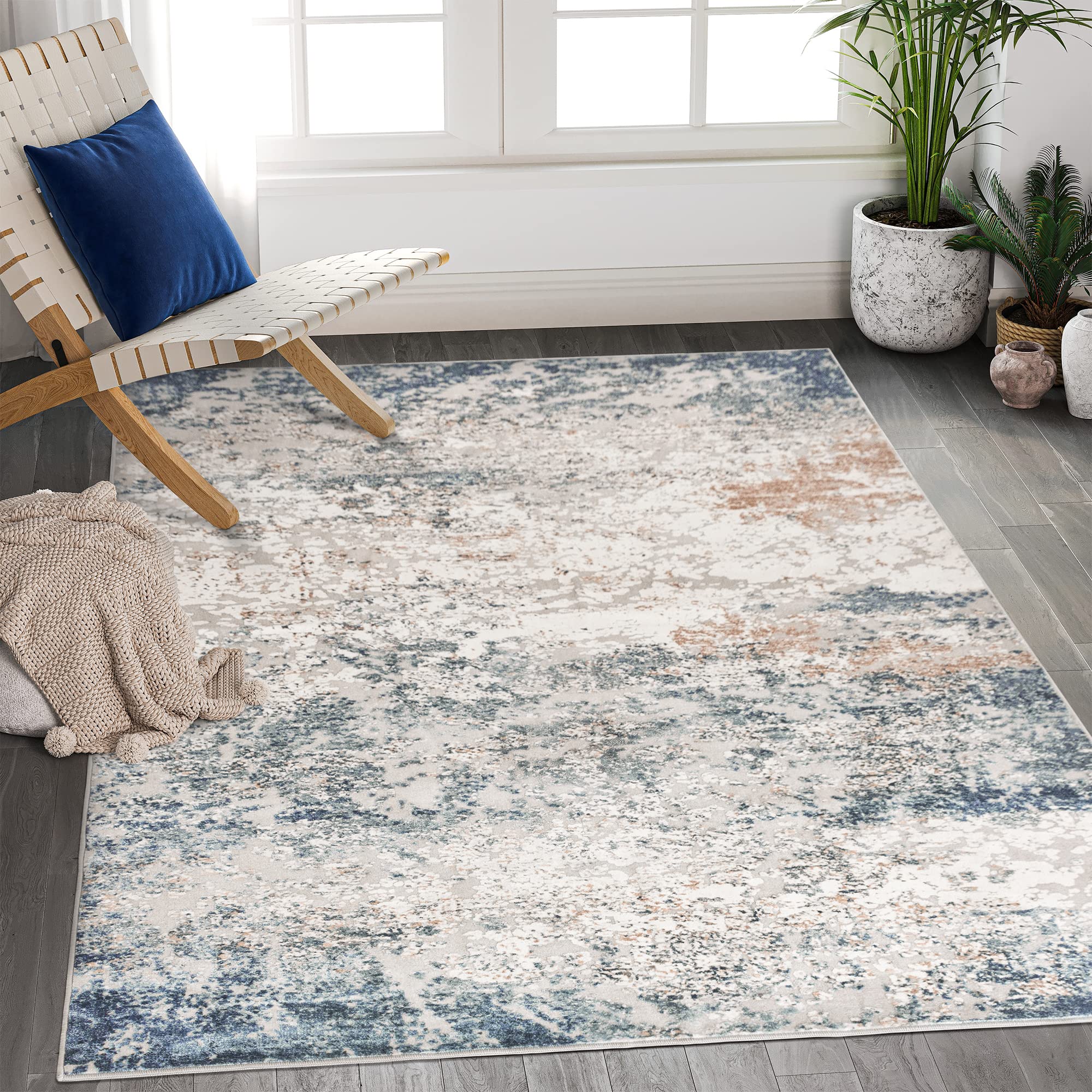 Art&Tuft Washable Rug, Anti-Slip Backing Abstract 8x10 Area Rugs, Stain Resistant Rugs for Living Room, Foldable Machine Washabl