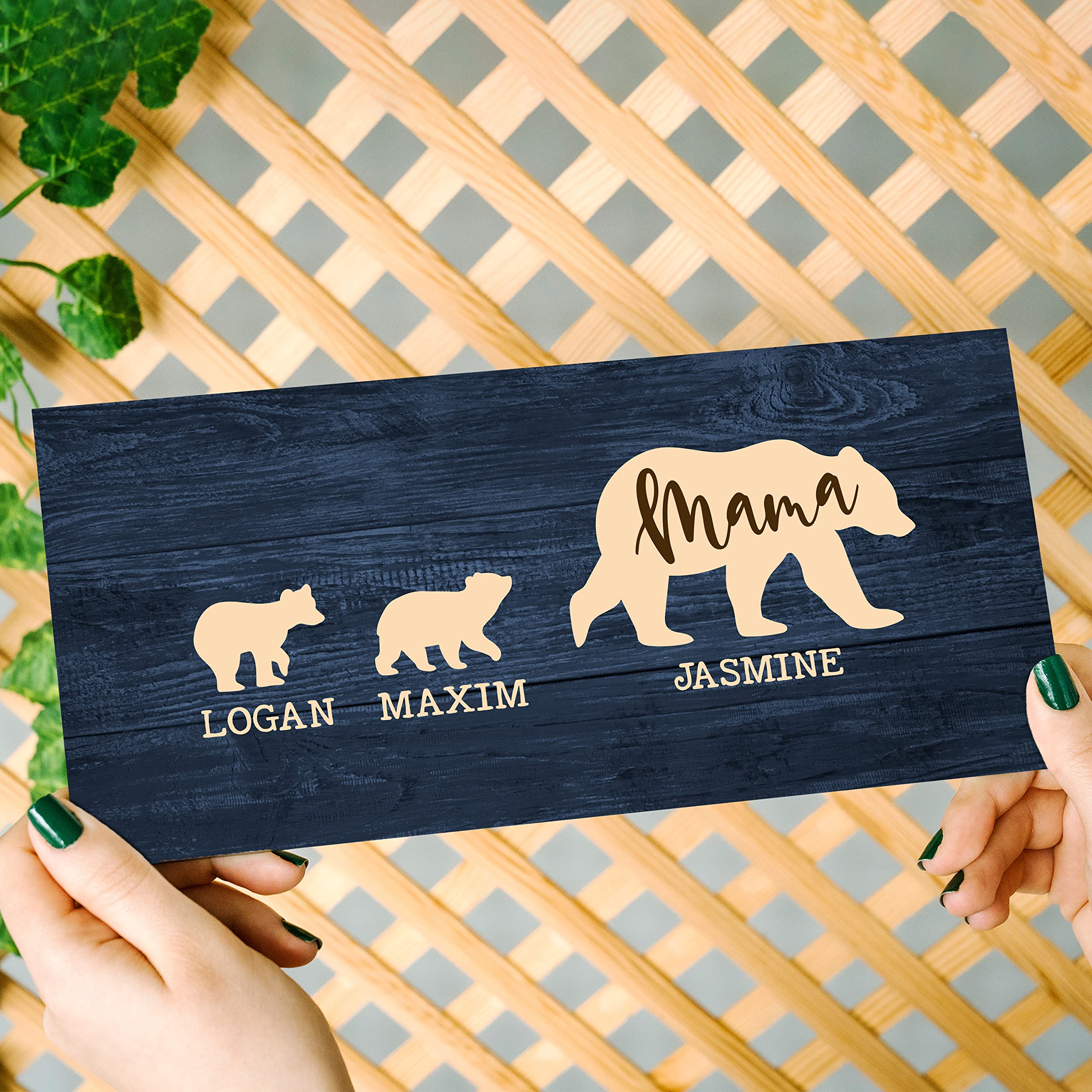 Personalized Mama Bear & Cubs Sign With Names - Up To 5 Cubs - 10 Colors & 6 Font Options, Custom Mama Bear Sign, Gift For Mom F