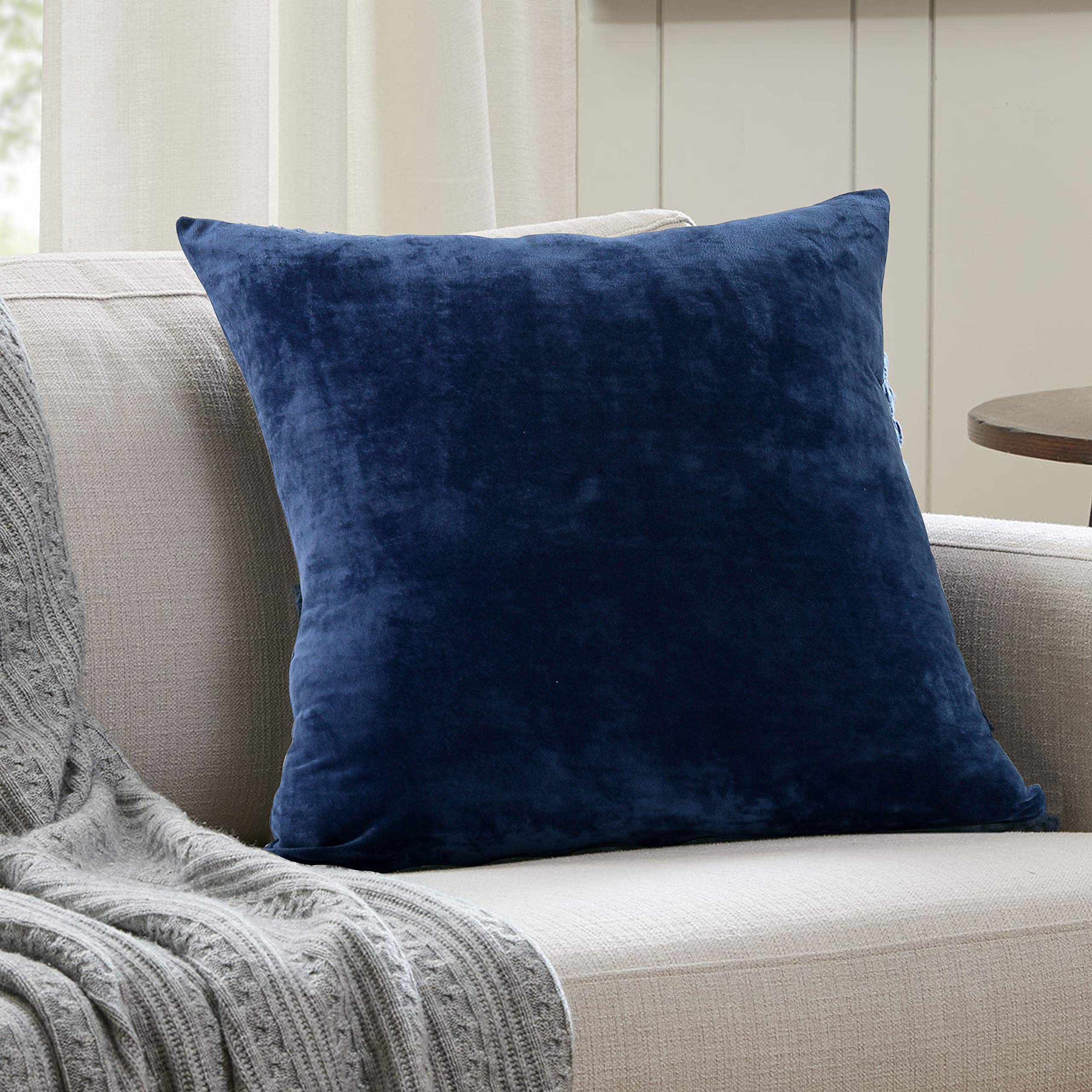 Evolive Soft Micromink, Faux Fur, Faux Velvet Euro Sham Cover Pillowcase Replacement With Zipper Closure (26'X26' Euro Sham, N