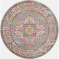Nourison Passion Grey 4' x Round Area -Rug, Boho, Traditional, Easy -Cleaning, Non Shedding, Bed Room, Living Room, Hallway, (4'