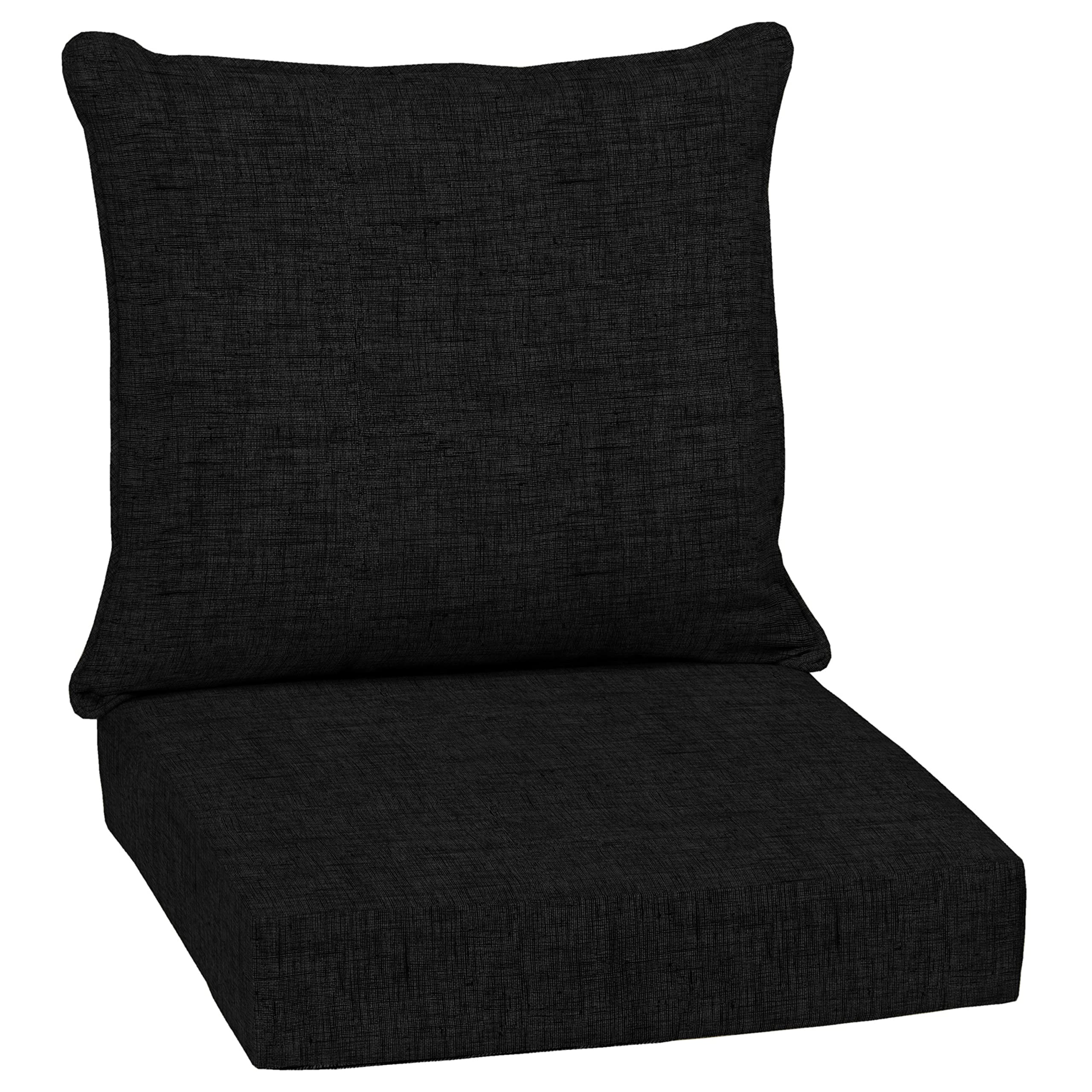 Arden Selections Outdoor Deep Seat Set, 24 X 24, Rain-Proof, Fade Resistant, Deep Seat Bottom And Back Cushion 24 X 24, Black Le