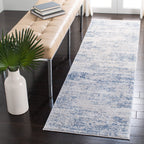 SAFAVIEH Amelia Collection Runner Rug - 2'2'' x 20', Ivory & Blue, Modern Abstract Design, Non-Shedding & Easy Care, Ideal for H