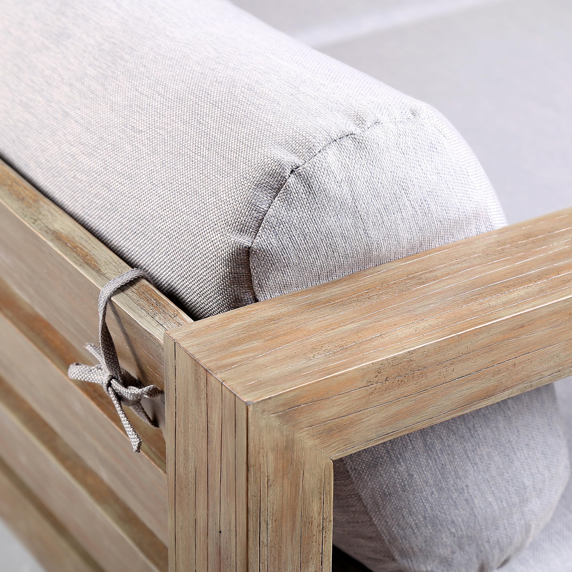 Armen Living Paradise Outdoor Eucalyptus Wood Sofa - Thumbnail 3