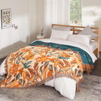 Boho Throw Blanket For Bed 80   X90   , 100% Cotton Woven Blanket For Couch Sofa, Ultra Soft 4-Layer Muslin Quilt With Floral Pr