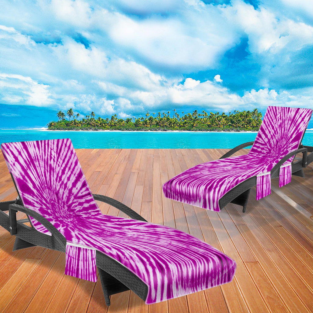 Ruikyhom Lounge Chair Towel Cover, Tie Dye Style Chaise Lounge Cover(Pack Of 2), Beach Chair Covers With Pockets For Pool Sunbat