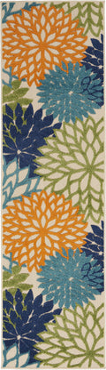 HomeRoots Multicolor 100% Polypropylene 2’ x 6' Orange Floral Outdoor Runner Rug