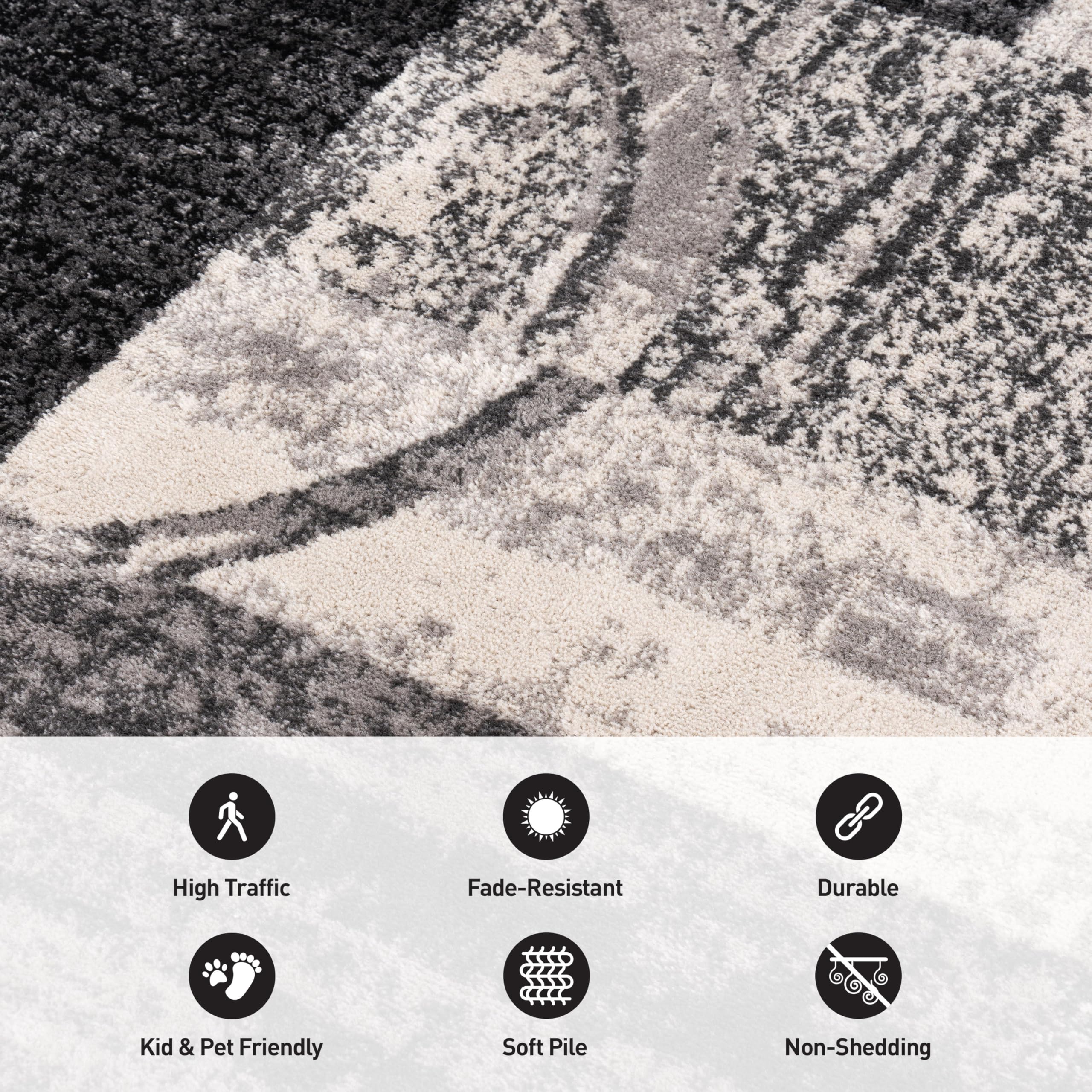 Rugshop Contemporary Abstract Circle Design Soft Area Rug 3'3'' X 5' Cream