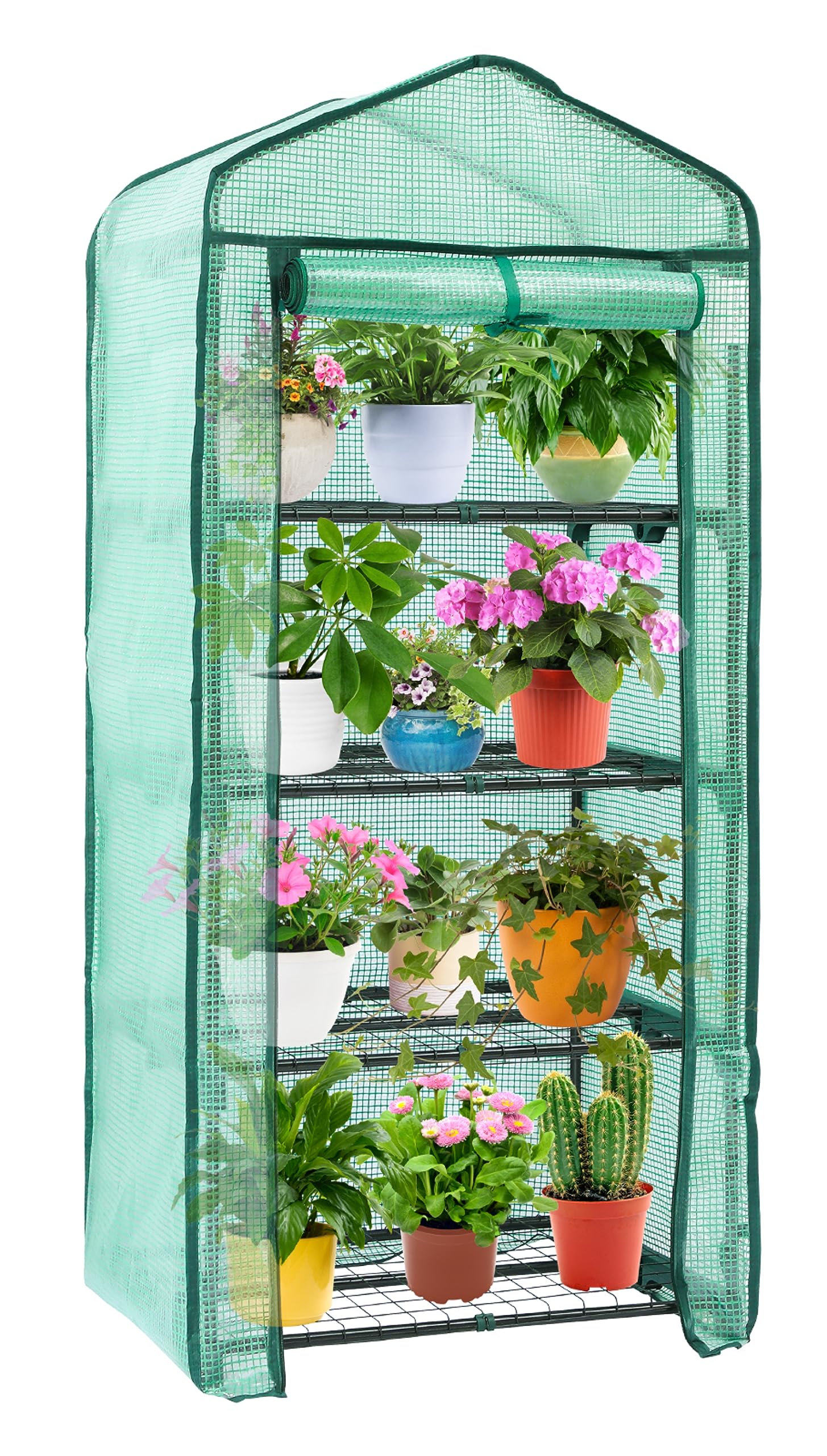 Ohuhu Mini Greenhouse For Indoor Outdoor, Small Plastic Plant Green House 4-Tier Rack Stand Portable Greenhouses With Durable Pe