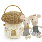Kolwoven Mushroom Rattan Storage Basket With Lid - Mouse In A Box House- Small Doll House- Decorative Hand Woven Shelf Organizer