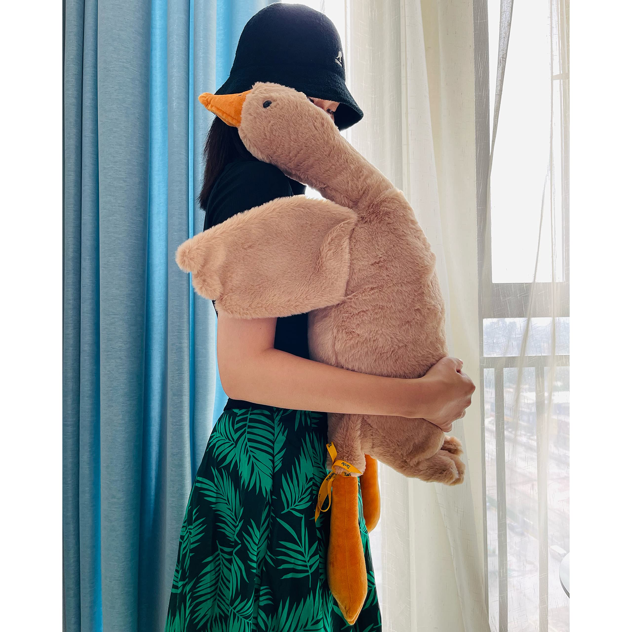 Tanha Goose Plush, Goose Stuffed Animal, Brown Stuffed Goose, Soft And Cute Duck Plush Gift For Kids And Adults(35 Inch, 90Cm)