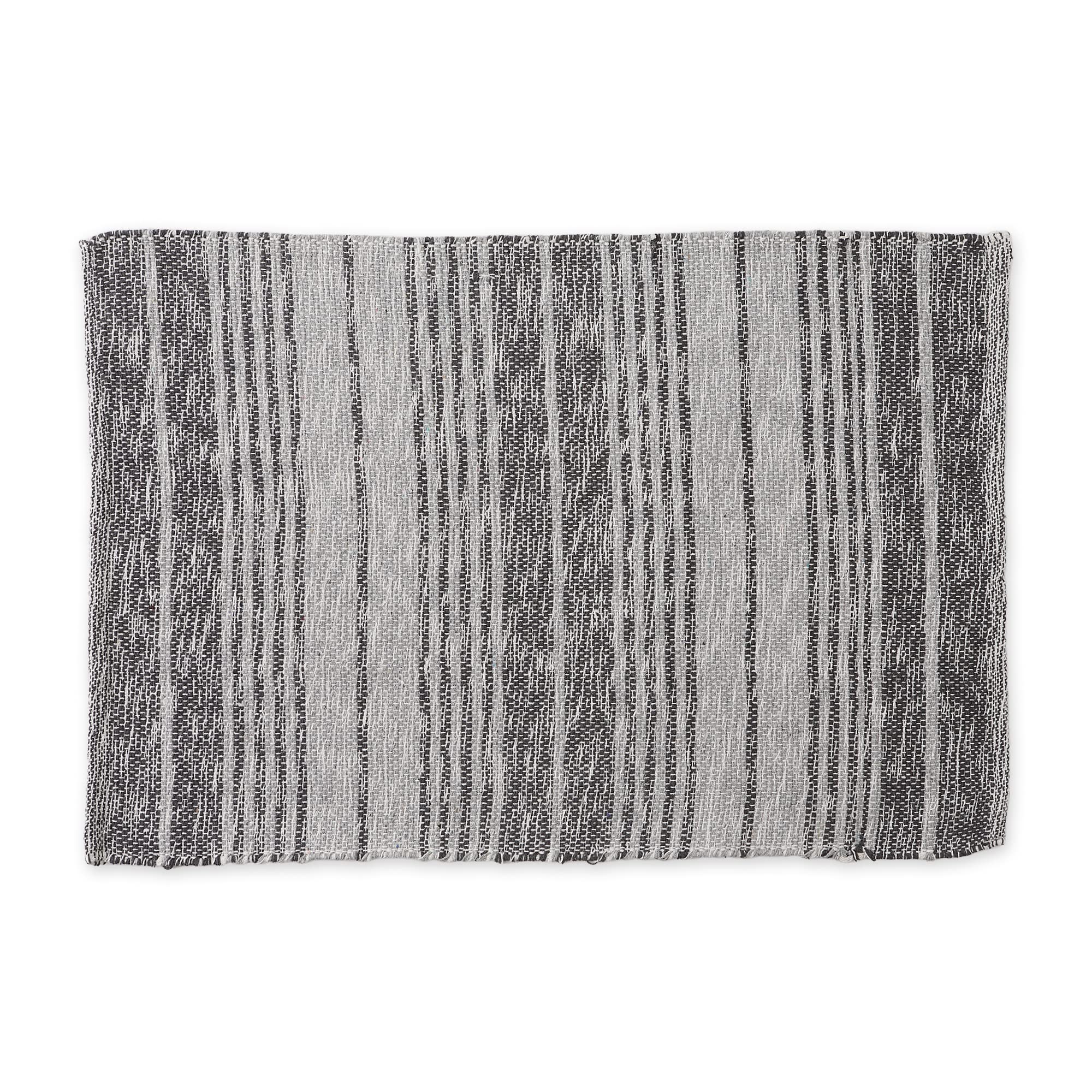 DII Woven Rag Rug Collection Recycled Yarn Variegated Rustic Stripe, 2x3, Gray