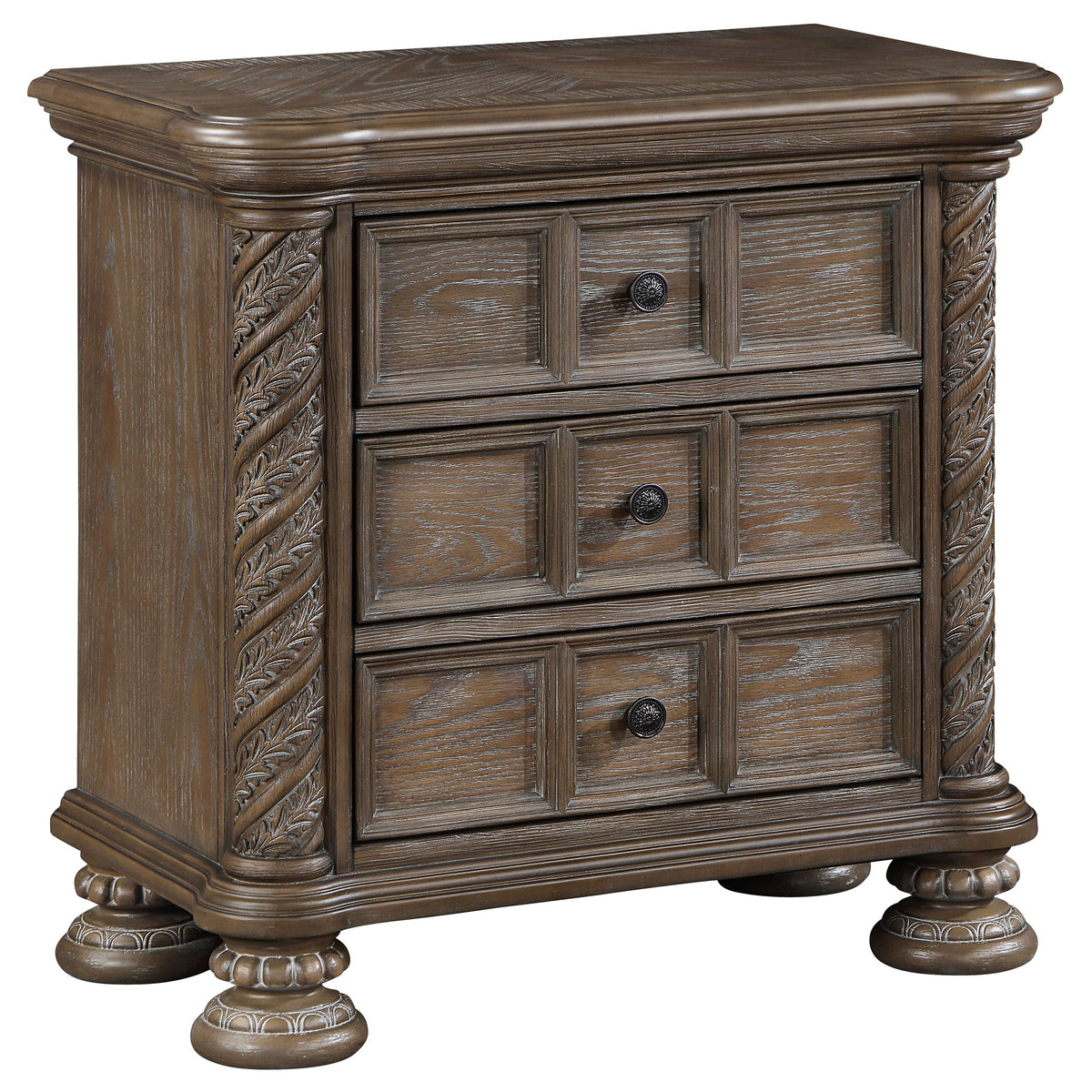 Coaster Home Furnishings Emmett Traditional Wood 3-Drawer Bedroom Nightstand Bedside Table Organizer Unit Walnut 224442