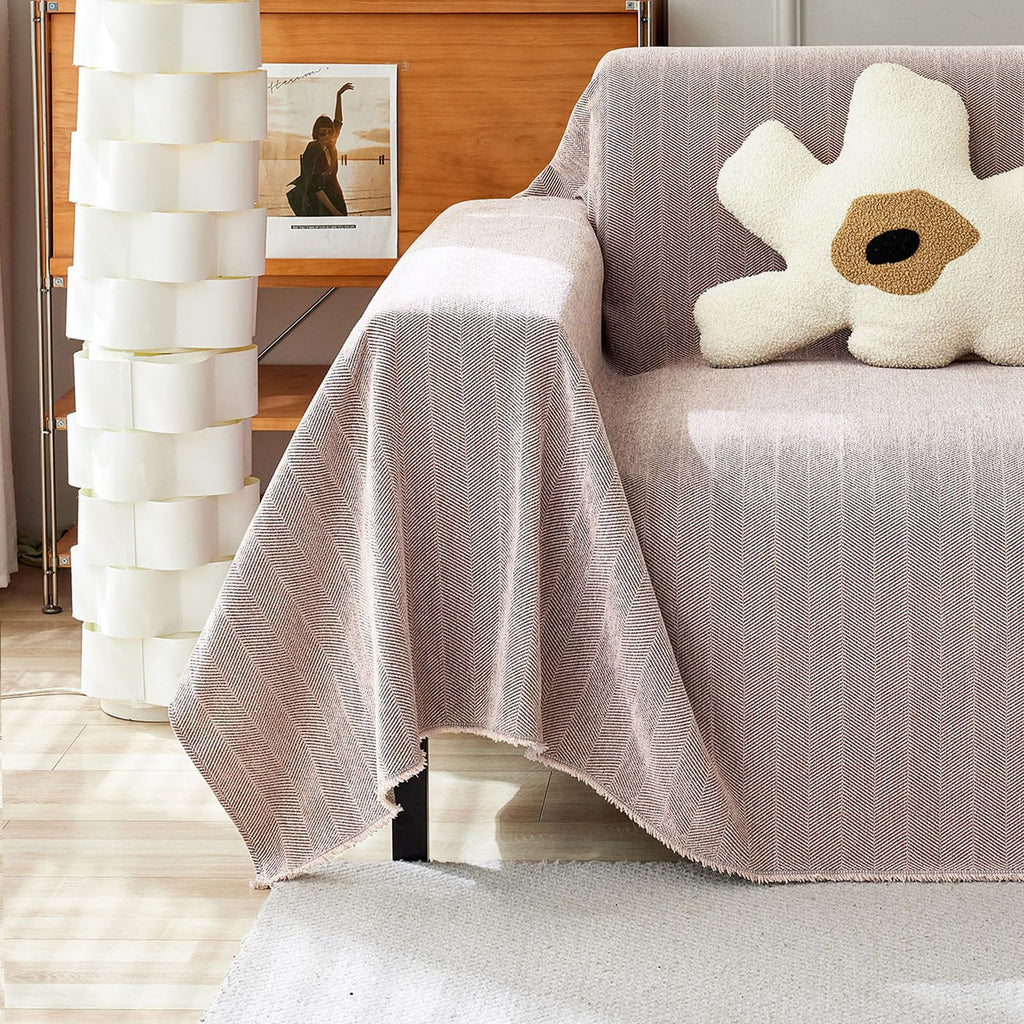 Handontime Soild Couch Covers For Dogs Pink-Purple Sofa Covers Boho Cover For Sofa 3 Seats Chenille Sofa Throw Cover Mauve Sofa Covers For 3 Cushion Couch Tassel Sofa Cover, 91' X134'