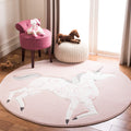 SAFAVIEH Carousel Kids Collection 4 Round Pink / Ivory CRK163P Unicorn Nursery Playroom Area Rug
